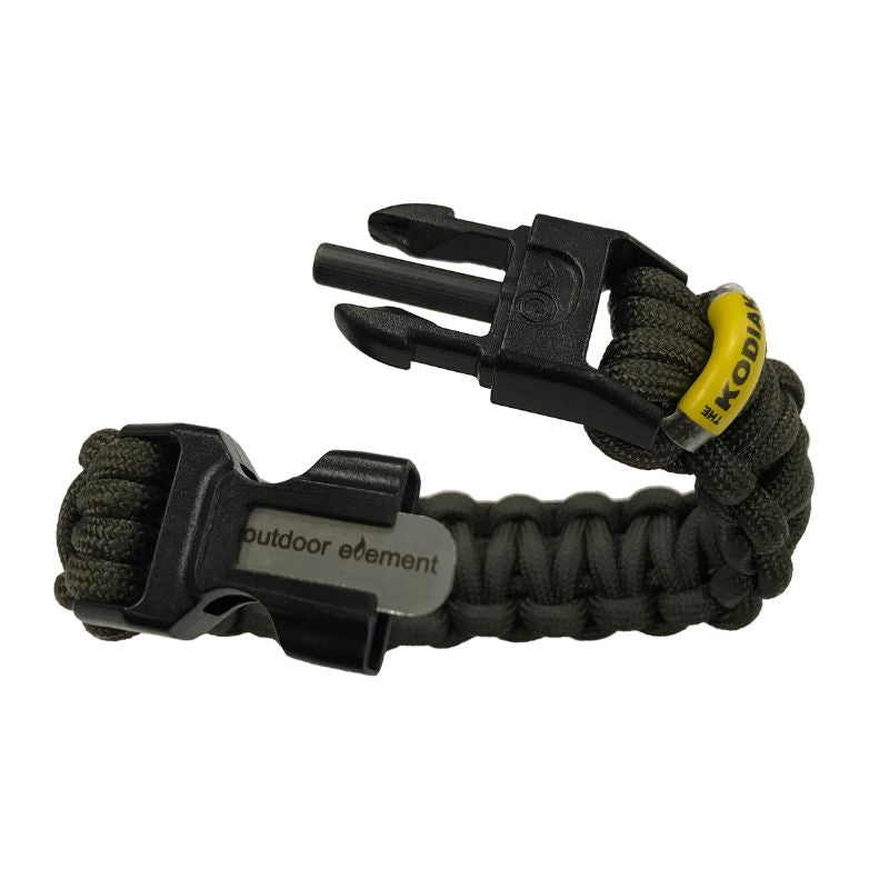 Outdoor Element Kodiak Survival Paracord Bracelet Black Medium KSBBM