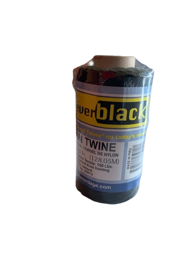 Tarred (Black) Nylon Twine, Twisted. Size #12, 1/4 lb 1-pack